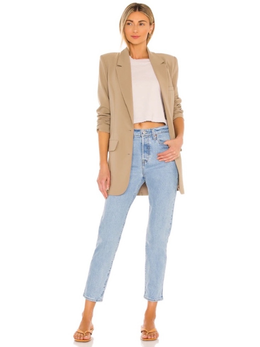 Levi's Premium Wedgie Clean Hem Tango Talks Blue Denim High Rise Jeans